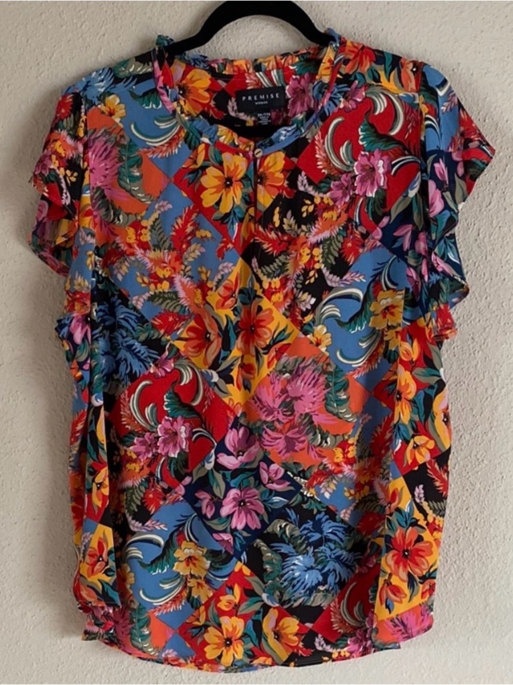 Premise Multicolor Floral Patchwork Blouse